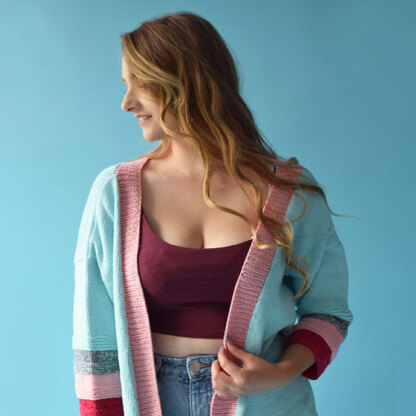 Breezy Striped Cardigan - Free Knitting Pattern for Women in Paintbox Yarns Cotton DK and Metallic DK - Downloadable PDF