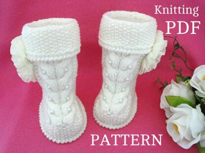 Knitting PATTERN Warm Baby Set Shoes and Hat