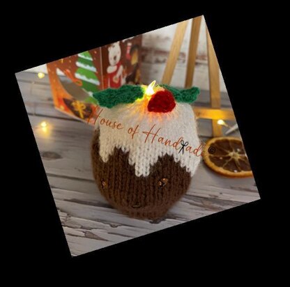Flaming Christmas Pudding Chocolate Orange Cover Knitting Pattern