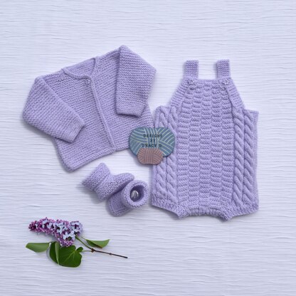 Josephine Baby Romper, Cardigan & Booties set 0-6mths