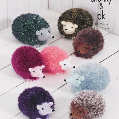 Hedgehog - Small, Medium & Large Crocheted in King Cole Tinsel Chunky and Dollymix DK - 9148 - Downloadable PDF