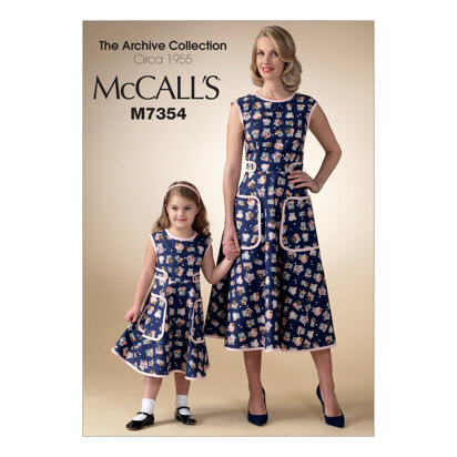 McCall's Misses'/Children's/Girls' Matching Back-Wrap Dresses M7354 - Sewing Pattern