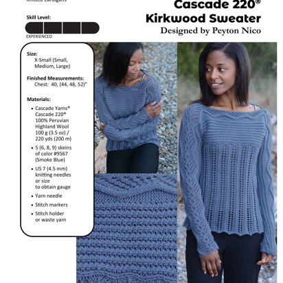 Kirkwood Sweater in Cascade Yarns Cascade 220 - W738 - Downloadable PDF