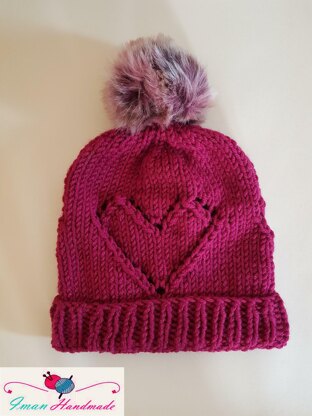 Valentine Pom Pom Hat