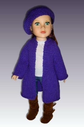 Doll clothes, Long Cardigan Knitting pattern for 18 inch dolls, including American Girl