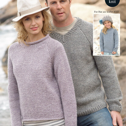 Round Neck and V Neck Sweaters in Sirdar Click Chunky - 8940 - Downloadable PDF