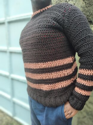 Men's striped crochet sweater