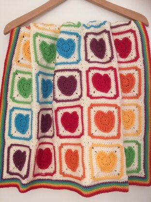 Rainbow of Hearts Blanket
