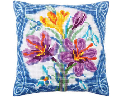 Collection D'Art Crocus Cross Stitch Cushion Kit - Multi