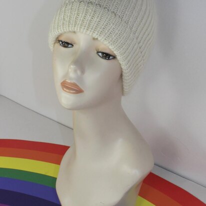 Adult and Teen Aran Rib Ski Beanie Hat Circular