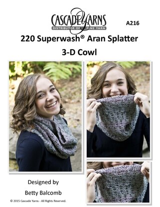 Splatter 3-D Cowl in Cascade Yarns 220 Superwash® Aran - A216 - Downloadable PDF