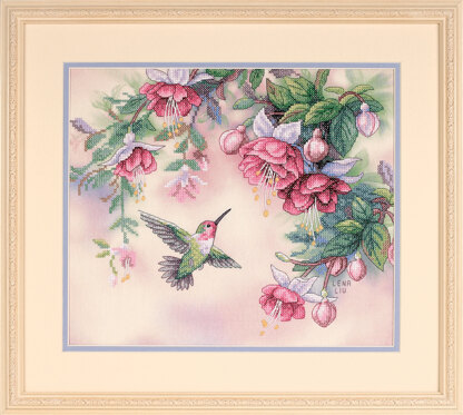 Dimensions Hummingbird and Fuchsias Stamped Cross Stitch Kit - 36cm x 30cm