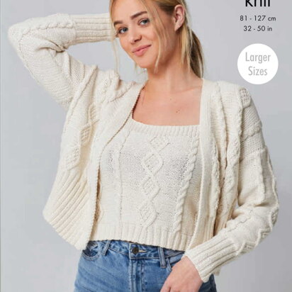 Top and Cardigan Knitted in King Cole Cottonsoft DK - 5761 - Downloadable PDF