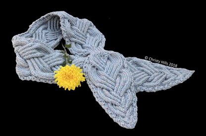 Charming Cable Scarf  (Keyhole / Ascot / Pull-Through / Vintage / Stay On / Scarf Knitting Pattern)