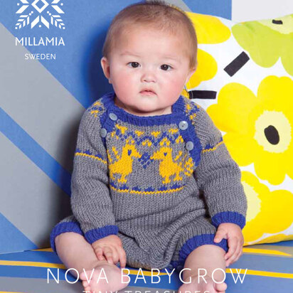 "Nova Babygrow" - Babygrow Knitting Pattern in MillaMia Naturally Soft Aran - knitting pattern