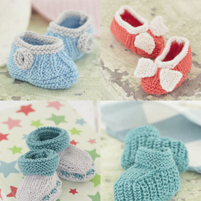 Bootees and Shoes in Sirdar Snuggly Baby Bamboo DK - 4734 - Downloadable PDF