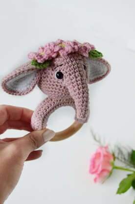 Elephant crochet rattle