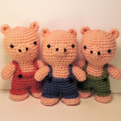 Three Little Pigs and The Big Bad Wolf Amigurumi