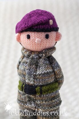 Knitted cheap army doll