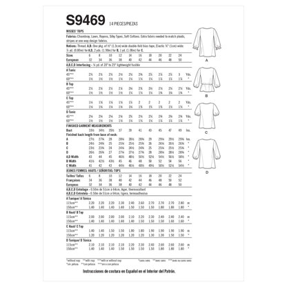 Simplicity Kinder-Tops S9469 - Schnittmuster, Größe 16-18-20-22-24