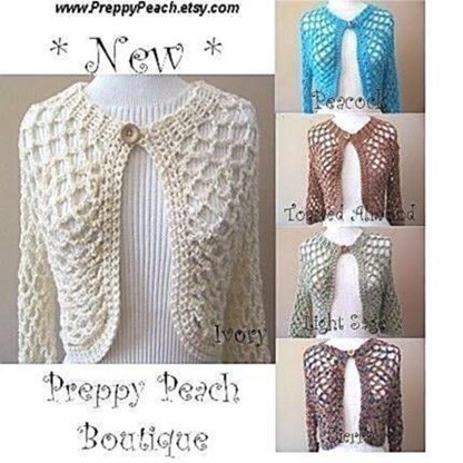 134 OPEN WEAVE SHRUG, crochet pattern