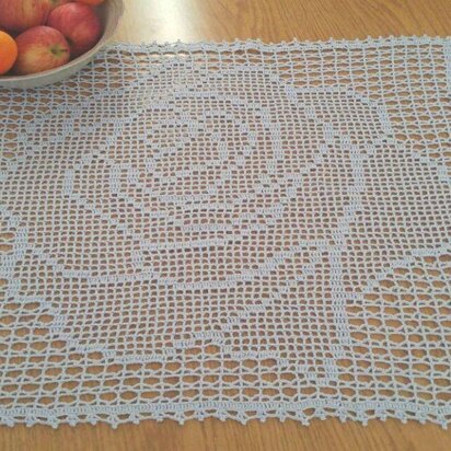 Square Rose Filet Doily