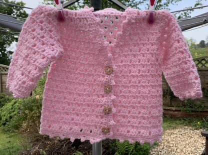 Lacy crochet baby cardigan