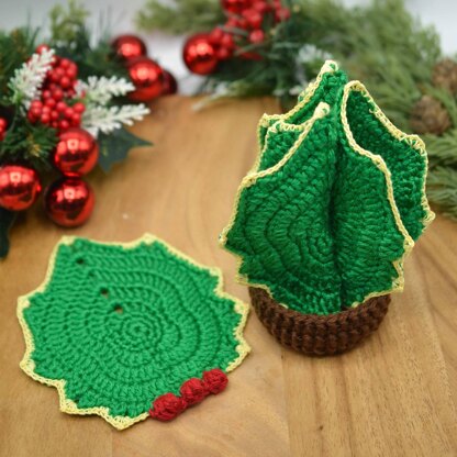 Crochet Christmas Tree Coasters - Crochet 365 Knit Too