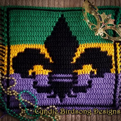 Overlay Mosaic Crochet Square - Fleur-de-lis