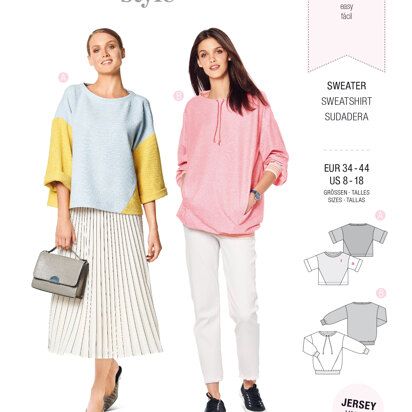 Burda Style Misses' Sweatshirt – T-Line with Interesting Seam Lines B6203 - Paper Pattern, Size 8-18