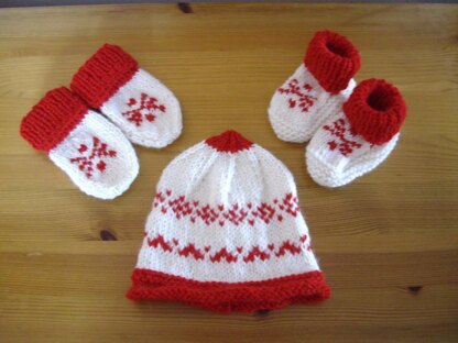 Baby Beanie Bootee Mitten set