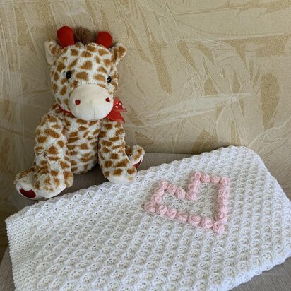 Baby Blanket with a Heart of Roses