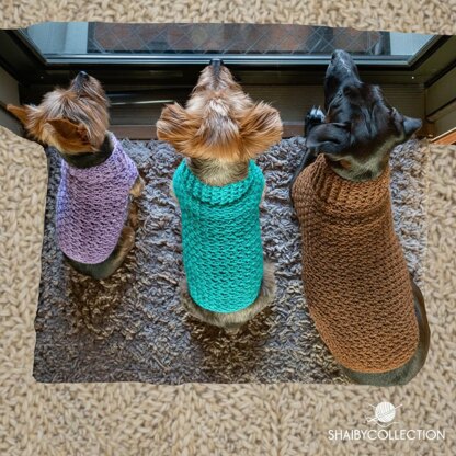 Top Down Dog Sweater Crochet Pattern – One-Piece Cozy Pet Pullover PDF, Customize 4 Sizes XS-S-M-L | Easy Crochet Tutorial for Dogs