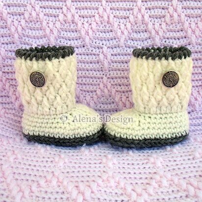 Silver Button Baby Booties