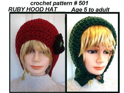 501, Ruby Fitted Hood Hat, crochet pattern