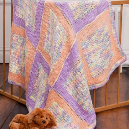 Soft Squares Baby Blanket in Caron Simply Soft & Simply Soft Ombre - Downloadable PDF