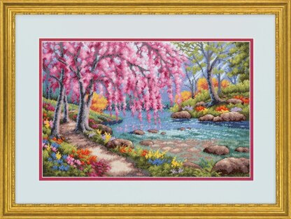 Dimensions Cherry Blossom Creek Cross Stitch Kit - 22.86cm x 30.48cm