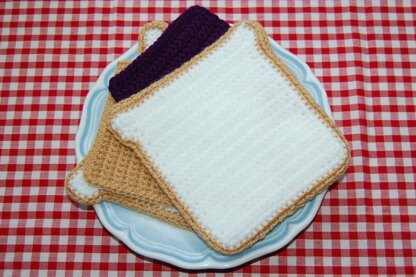 Crochet Pattern for a Peanut Butter & Jam / Jelly Sandwich - PBJ Sandwich - Crochet Food
