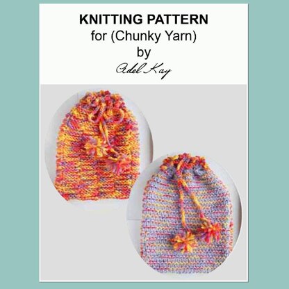 Meg Chunky Reversible Hot Water Bottle Cover Pyjama Case Bag Chunky Yarn Knitting Pattern by Adel Kay