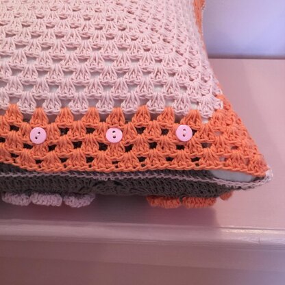 Peach Flower Granny Square Pillow