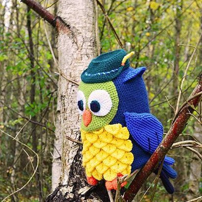 Owl Crochet Pattern, Owl Amigurumi Pattern, Owl with Hunter's Hat