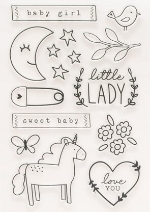 American Crafts Pebbles Peek-A-Boo You Clear Stamps - Girl