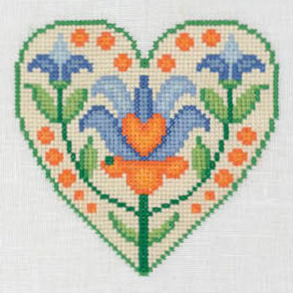 Creative World of Craft Lily Heart Folk Art Mini Cross Stitch Kit - 4 1/2 x 4 1/2"