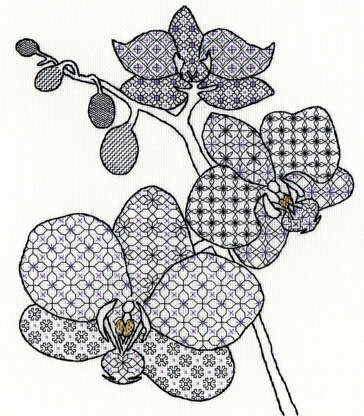 Bothy Threads Blackwork Orchid Cross Stitch Kit - 28cm x 32cm