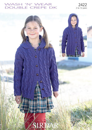 Hooded Cardigan in Sirdar Wash 'n' Wear Double Crepe DK - 2422 - Downloadable PDF