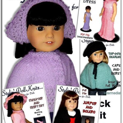 5 pdf knitting Patterns, Fit American girl Doll, 18 inch (Gotz) 04