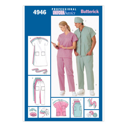 Butterick Unisex Uniforms (Dress, Belt, Top, Skirt, Pants, Hat & Ponytail Holder B4946 - Sewing Pattern