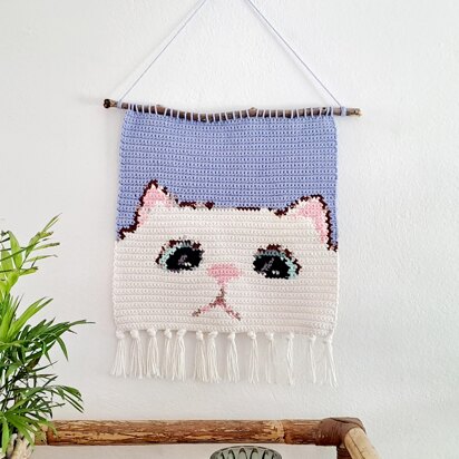 Cat Crochet Tapestry Wall Hanging