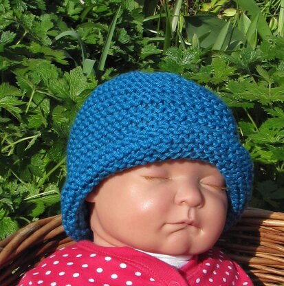 Baby Simple Garter Stitch Roll Brim Beanie Hat