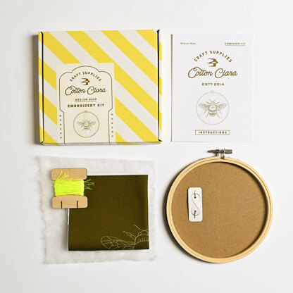 Cotton Clara Yellow Bee Embroidery Kit - 15cm 
